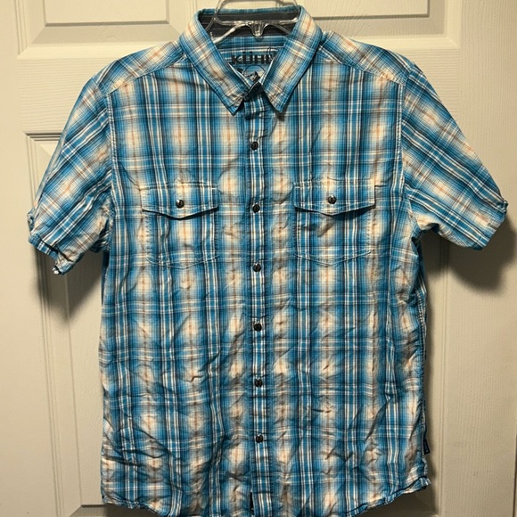 Kuhl Blue and White Plaid Casual Button Down Shirt - Picture 1 of 3